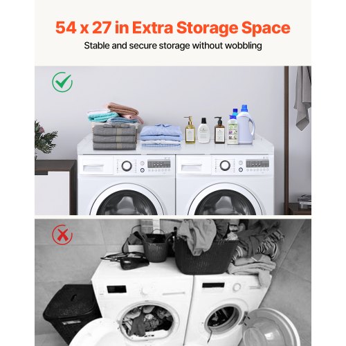 1-Tier Washer Dryer Countertop Shelf, 54" W X 27.5" D Laundry