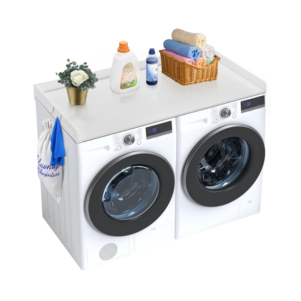 VEVOR Washer Dryer Countertop 54" x 27" Wooden Washer and Dryer Topper White