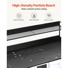 Washer Dryer Countertop with Shelf, 27.55" Depth x 54" Width Laundry Wood Top Cover with Anti-slip Strips, over Washer and Dryer Wood Countertop with Edge Rails, Black