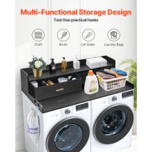 Washer Dryer Countertop, 27.5" Depth x 54" Width, Washer Dryer Wood Top for Laundry Room Organization with 2 Drawers & Shelf