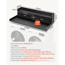 Washer Dryer Countertop, 27.5" Depth x 54" Width, Washer Dryer Wood Top for Laundry Room Organization with 2 Drawers & Shelf