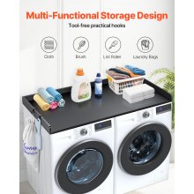 Washer Dryer Countertop, 27.5" Depth x 54" Width, Washer Dryer Wood Top for Laundry Room Organization with Edge Rails(Black)