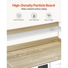 Washer Dryer Countertop with Shelf, 27" Depth x 54" Width Laundry Countertop Wood Topper with Edge Rails & Non-Slip Pads Oak