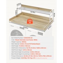 Washer Dryer Countertop with Shelf, 27" Depth x 54" Width Laundry Countertop Wood Topper with Edge Rails & Non-Slip Pads Oak