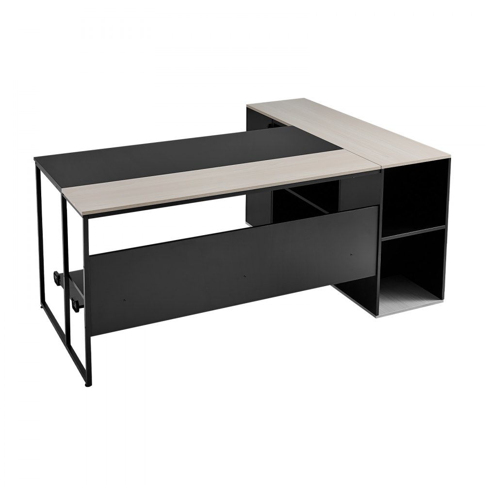 VEVOR L-Shaped Executive Desk, Large Modern Office Table with Drawers & Storage Cabinet, Heavy Duty Wooden Executive Table with CPU Stand, 158.7 KG Load Capacity, Easy Assembly, for Work Study Writing