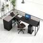 VEVOR L-Shaped Executive Desk, Large Modern Office Table with Drawers & Storage Cabinet, Heavy Duty Wooden Executive Table with CPU Stand, 158.7 KG Load Capacity, Easy Assembly, for Work Study Writing
