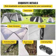 VEVOR Motorcycle Covers, Folding Garage Scooter Waterproof UV Protected 480 x 245 x 185 cm Motorcycle Garage Weatherproof Motorcycle Cover Moped Protective Tarpaulin Tent Oxford Roll Cover Olive Green