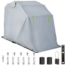 VEVOR Motorcycle Shelter, Waterproof Motorcycle Cover, Heavy Duty Motorcycle Shelter Shed, 420D Oxford Motorbike Shed Anti-UV, 133.9"x53.9"x76.8" Grey Shelter Storage Garage Tent w/ Lock & Weight Bag