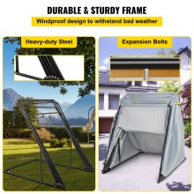 VEVOR Motorcycle Shelter, Waterproof Motorcycle Cover, Heavy Duty Motorcycle Shelter Shed, 420D Oxford Motorbike Shed Anti-UV, 110.2"x41.3"x63.8" Grey Shelter Storage Garage Tent w/Lock & Weight Bag