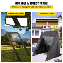 VEVOR Motorcycle Shelter, Waterproof Motorcycle Cover, Heavy Duty Motorcycle Shelter Shed, 600D Oxford Motorbike Shed Anti-UV, 106.3"x41.3"x62.9" Black Shelter Storage Garage Tent w/ Lock & Weight Bag