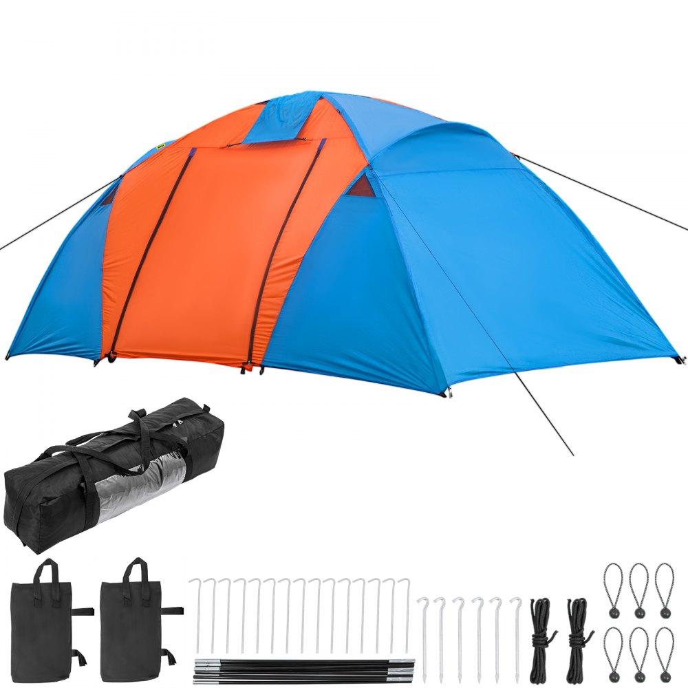 VEVOR Motorcycle Camping Tent, 3-4 Person Motorcycle Tent for Camping, Waterproof Backpacking Tent w/Integrated Motorcycle Port, Easy Setup Motorcycle Tent for Outdoor Hiking Hunting Adventure Travel