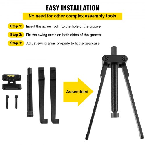 VEVOR Lower Bearing Carrier Puller, Compatible with Yamaha, Johnson, Evinrude, Honda, Mercury, Robust Steel Marine Lower Bearing Puller with Adjustable Arms, Works for Lower Carrier Bearing Removing