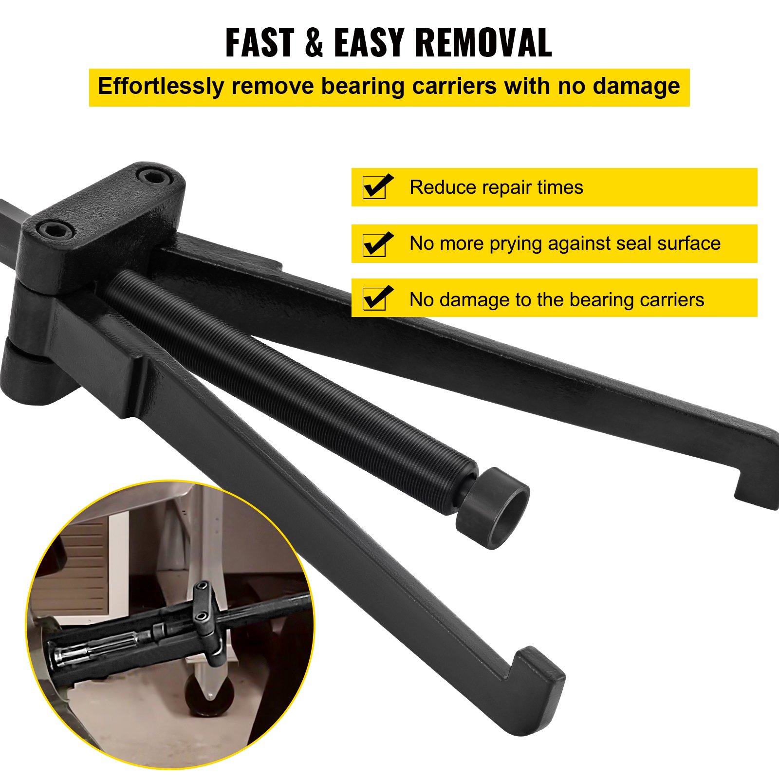 VEVOR Lower Bearing Carrier Puller, Compatible with Yamaha, Johnson, Evinrude, Honda, Mercury, Robust Steel Marine Lower Bearing Puller with Adjustable Arms, Works for Lower Carrier Bearing Removing