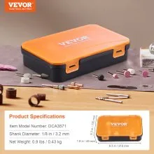 Kit de accesorios para herramientas rotativas VEVOR, kit de accesorios de 357 piezas, vástago de 1/8" de diámetro, juego de accesorios para herramientas rotativas eléctricas de ajuste universal para esmerilar, tallar, lijar, cortar y taladrar