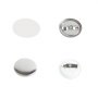 various VEVOR button badge parts including fronts and backs shown in different perspectives.