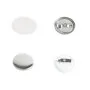 various VEVOR button badge parts including fronts and backs shown in different perspectives.