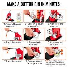 VEVOR 500 Sets 1.25 inch 32mm Pin Back Button Parts for Button Maker Machine, DIY Round Button Badge Parts, Set Includes Metal Top, Plastic/Metal Button, Clear Film, and Blank Paper For Gifts Presents