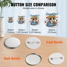 VEVOR 1.25" 32mm Button Badge Parts Supplies for Button Maker Machine 500 Sets