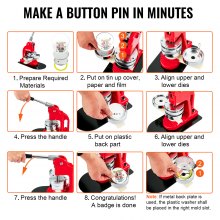 VEVOR 500 Sets 1.25 inch 32mm Pin Back Button Parts for Button Maker Machine, DIY Round Button Badge Parts, Set Includes Metal Top, Plastic/Metal Button, Clear Film, and Blank Paper For Gifts Presents.Badge machine not included