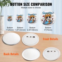 VEVOR 2.25" 58mm Button Badge Parts Supplies for Button Maker Machine 500 Sets。Badge machine not included