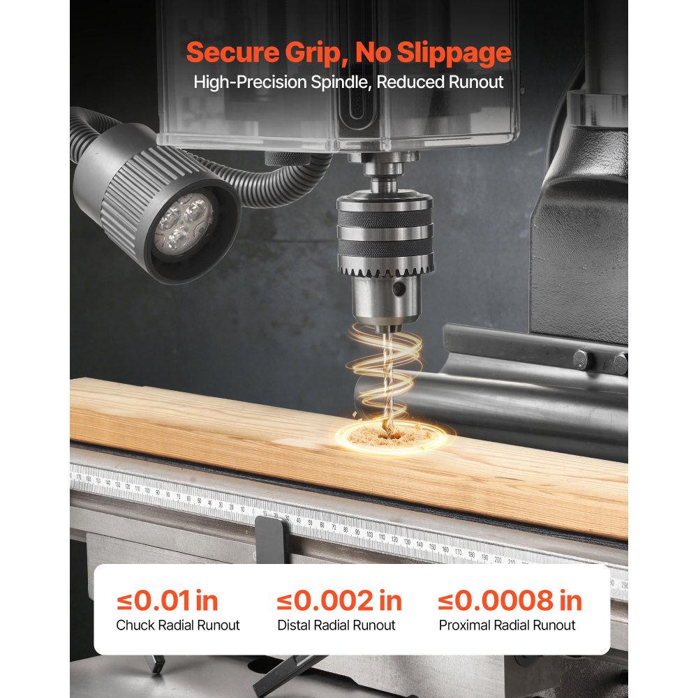 VEVOR 15.875-Inch Mill Drill Machine, 2 HP, Benchtop Milling Drill Press, 150-2560 RPM Adjustable Speed, with Rotating Vise, Laser and Work Light, Milling Drilling Machine, for Woodworking Light Metal