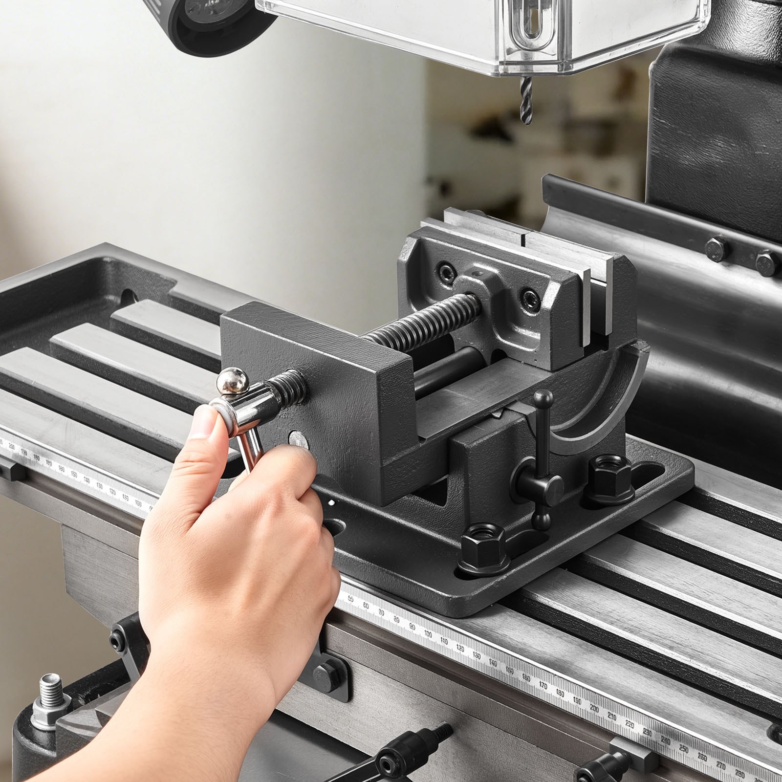 VEVOR 15.875-Inch Mill Drill Machine, 2 HP, Benchtop Milling Drill Press, 150-2560 RPM Adjustable Speed, with Rotating Vise, Laser and Work Light, Milling Drilling Machine, for Woodworking Light Metal