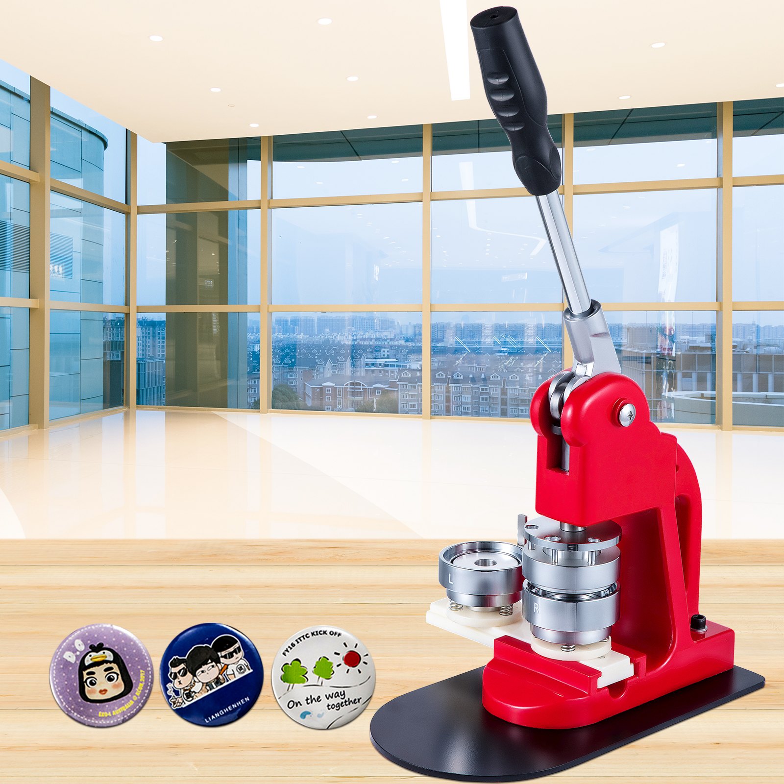 VEVOR Button Maker 44mm 1.75inch Button Maker Machine Badge Punch Press Pin Button Maker with Free 1000 Pcs Button Parts and Circle Cutter (1000pcs 44mm 1.75inch)