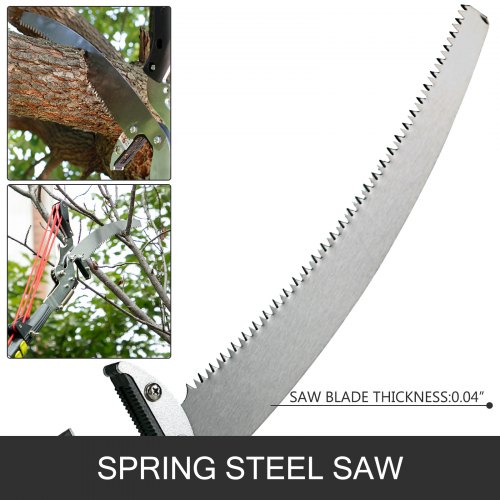VEVOR Tree Pruner 5.4~17.7ft, Extendable Pole Saw with 3-Sided Blade SK5 Cutting Blade, Tree Pole Pruner, Tree Saw Alloy Steel Branch, Long Reach Pole Pruning Saw for Sawing and Shearing