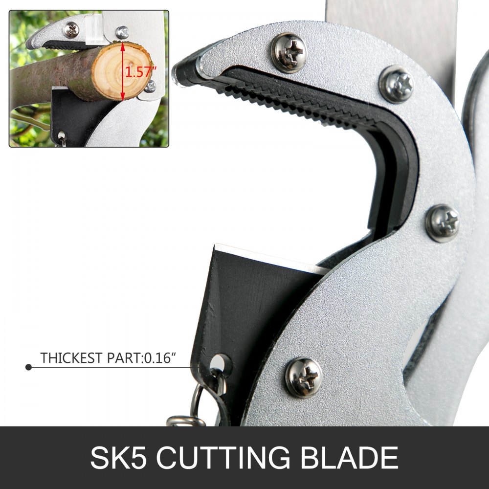 VEVOR Tree Pruner 5.4~17.7ft, Extendable Pole Saw with 3-Sided Blade SK5 Cutting Blade, Tree Pole Pruner, Tree Saw Alloy Steel Branch, Long Reach Pole Pruning Saw for Sawing and Shearing
