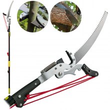 VEVOR Tree Pruner 5.4~17.7ft, Extendable Pole Saw with 3-Sided Blade SK5 Cutting Blade, Tree Pole Pruner, Tree Saw Alloy Steel Branch, Long Reach Pole Pruning Saw for Sawing and Shearing