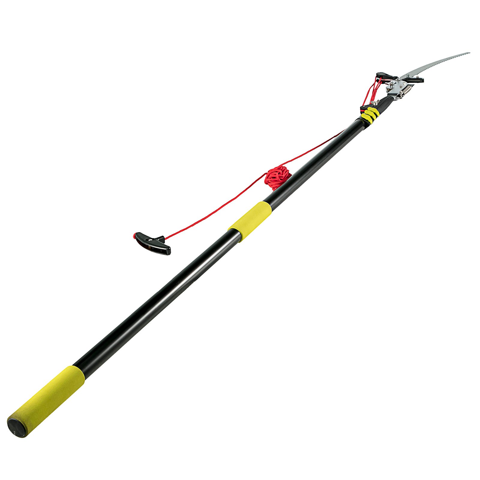 VEVOR Tree Pruner 5.4~17.7ft, Extendable Pole Saw with 3-Sided Blade SK5 Cutting Blade, Tree Pole Pruner, Tree Saw Alloy Steel Branch, Long Reach Pole Pruning Saw for Sawing and Shearing