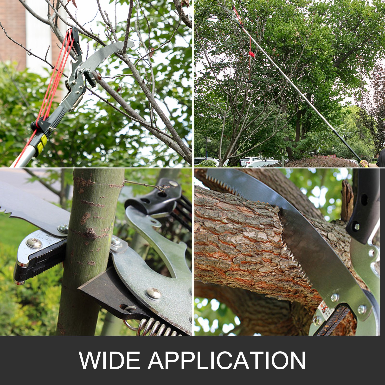 VEVOR Tree Pruner 5.4~17.7ft, Extendable Pole Saw with 3-Sided Blade SK5 Cutting Blade, Tree Pole Pruner, Tree Saw Alloy Steel Branch, Long Reach Pole Pruning Saw for Sawing and Shearing