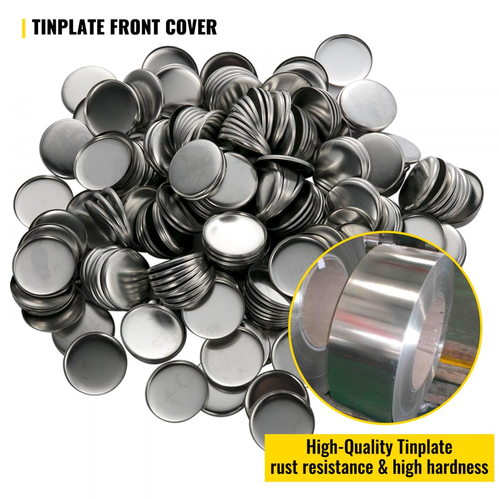 VEVOR Button Parts for Button Maker 500 Sets Button Badge Parts 32 mm (1-1/4 inch) Button Parts Metal with Clip Pin Top & Bottom Plastic Cover Film Button Maker Parts for Family Use DIY Activities