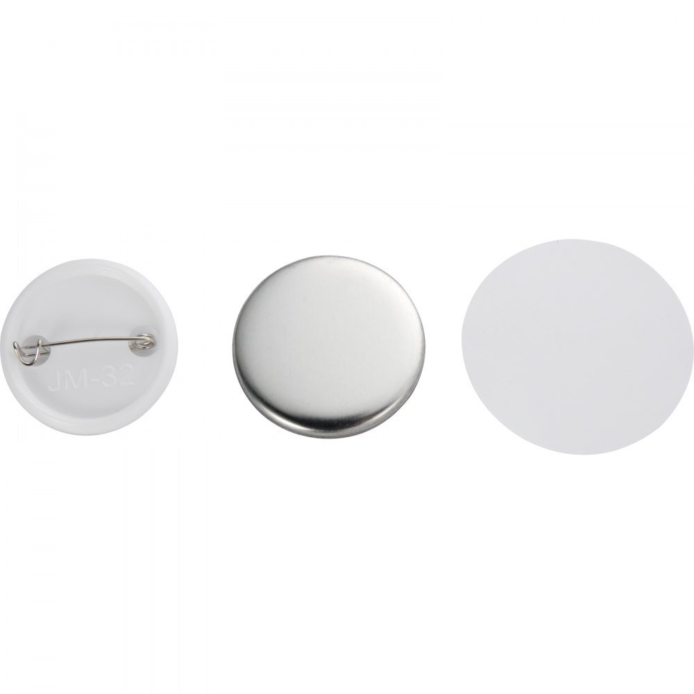 VEVOR Button Parts for Button Maker 500 Sets Button Badge Parts 32 mm (1-1/4 inch) Button Parts Metal with Clip Pin Top & Bottom Plastic Cover Film Button Maker Parts for Family Use DIY Activities