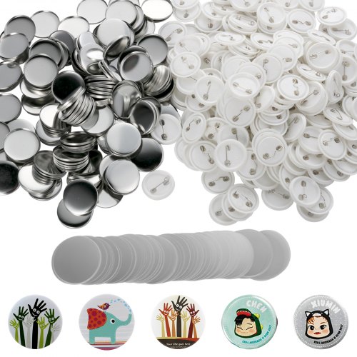 Vevor 1.5"/37 Mm Badge Button Pin Parts 500 Complete Sets Supplies Button Maker