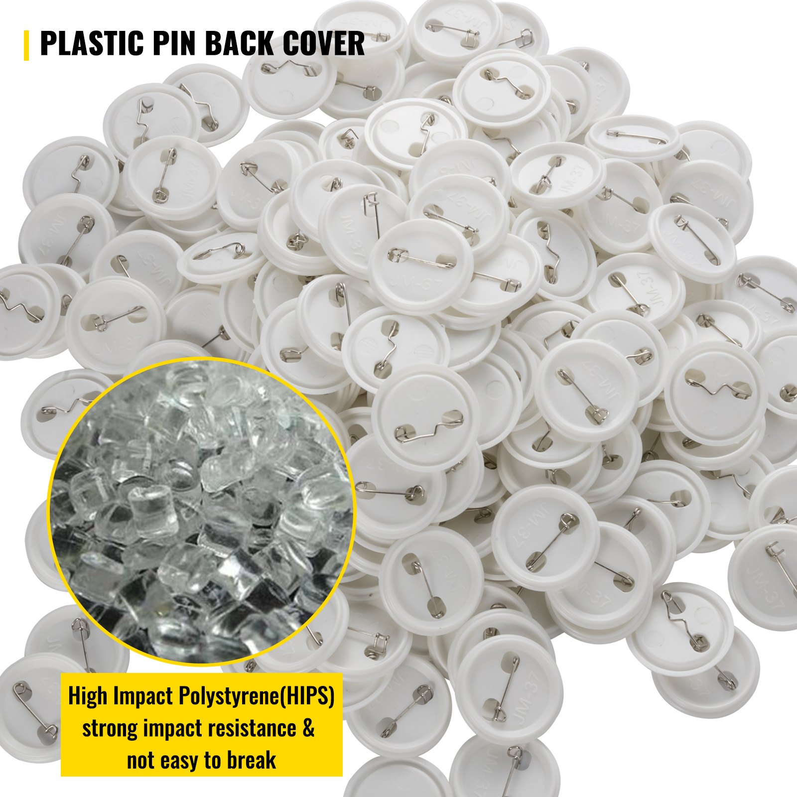 Vevor 1.5"/37 Mm Badge Button Pin Parts 500 Complete Sets Supplies Button Maker