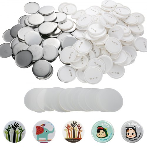 Vevor 3"/75 Mm 500 Complete Sets Badge Button Pin Parts For Button Maker Diy