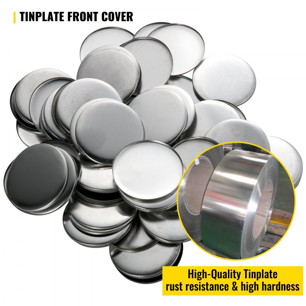 Vevor 3"/75 Mm 500 Complete Sets Badge Button Pin Parts For Button Maker Diy