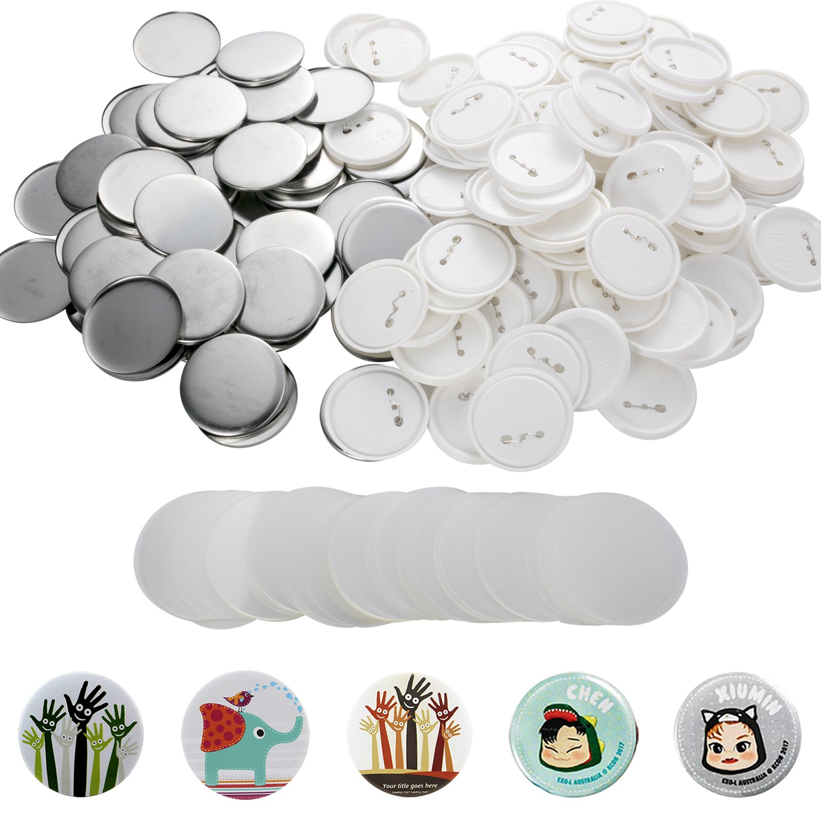 Vevor 3"/75 Mm 500 Complete Sets Badge Button Pin Parts For Button Maker Diy