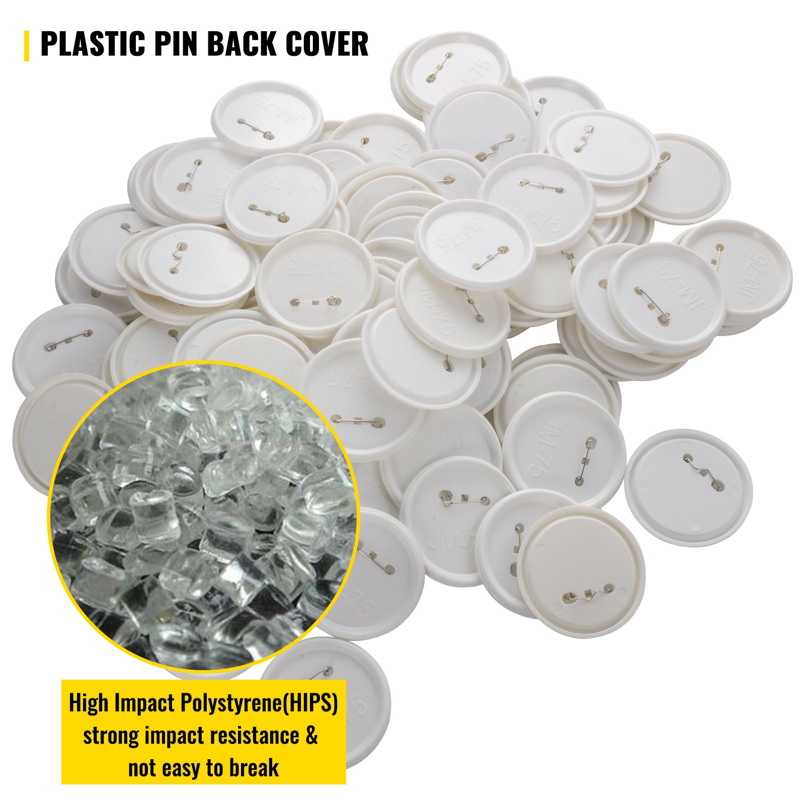 Vevor 3"/75 Mm 500 Complete Sets Badge Button Pin Parts For Button Maker Diy