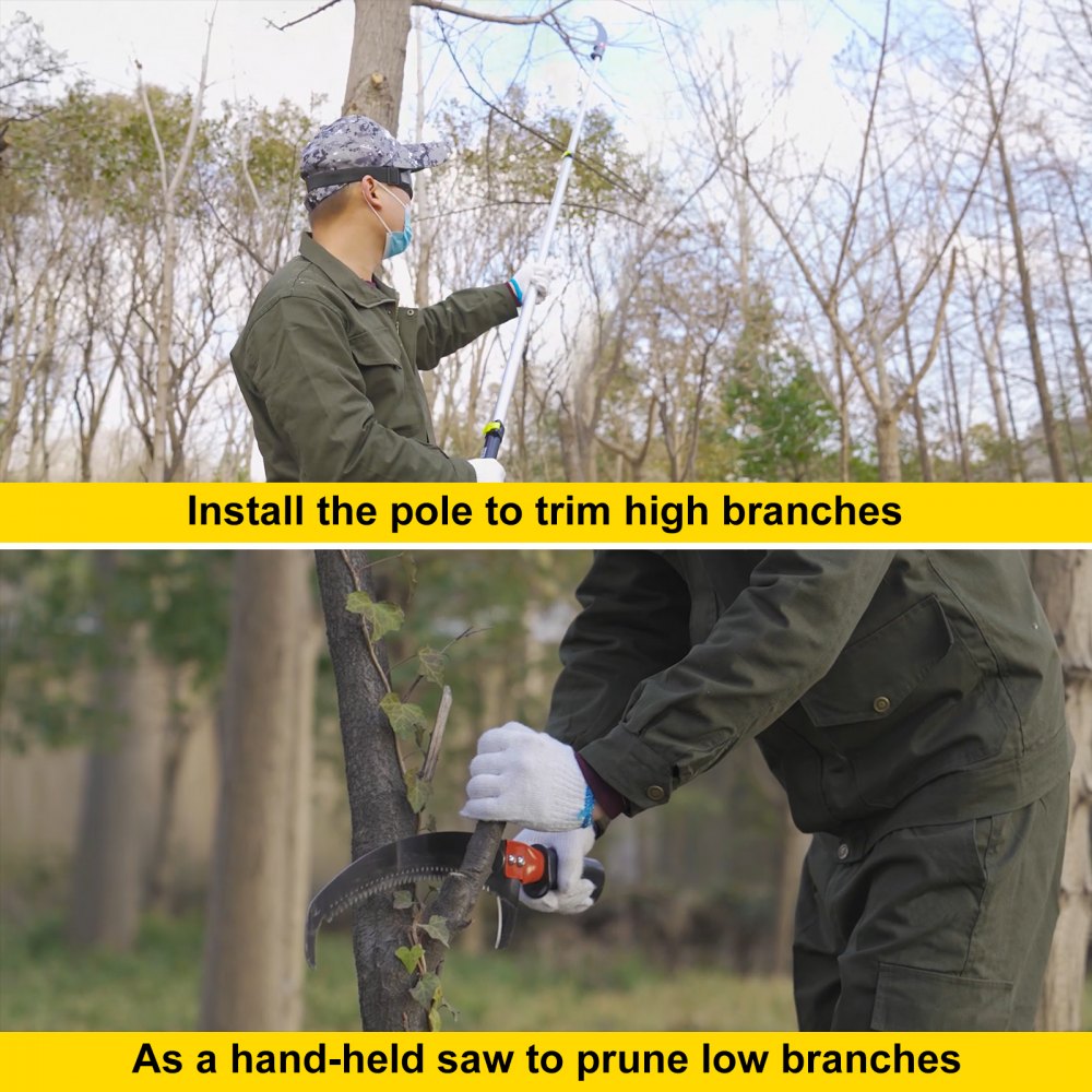 VEVOR Telescopic Pole Saw Tree Pruner 6-24 Foot Extendable Telescopic Landscaping Pole Saw with 2-Foot Saw Blade for Pruning and Trimming Branches and Leaves