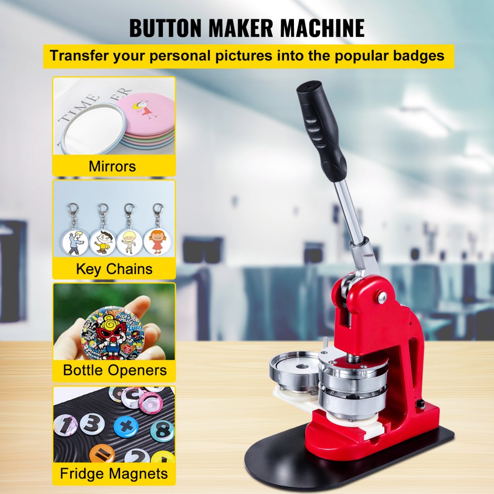 VEVOR Button Maker, 1/1.25/2.28 inch(25/32/58mm) 3-IN-1 Pin Maker, with  300pcs Button Parts, Button Maker Machine with Panda Magic Book, Ergonomic  Arc Handle Punch Press Kit, For Children DIY Gifts