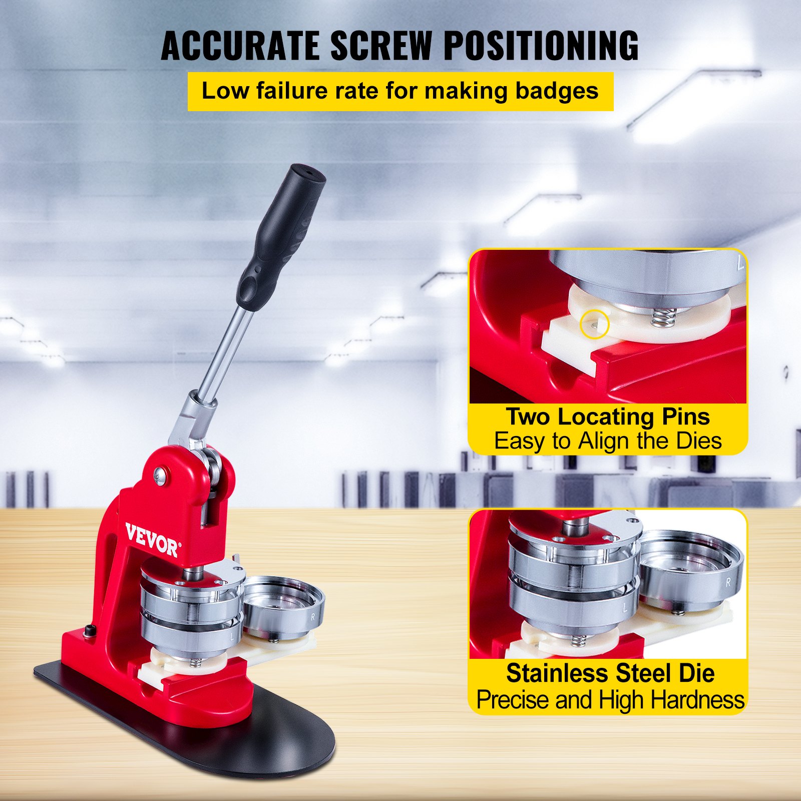 VEVOR 75mm Button Maker 3 Button and Badge Maker Machine Button Maker Press Punch Press Machine with 500 Buttons(500pcs)