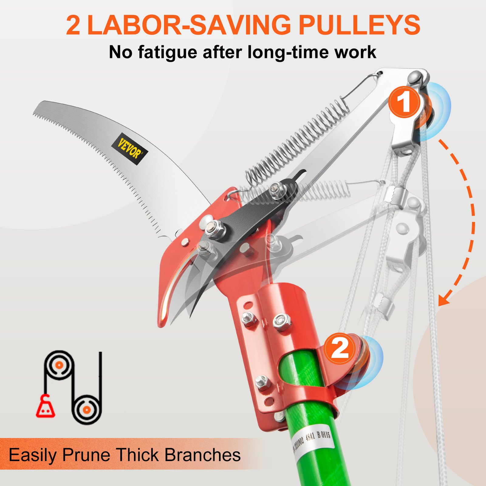 VEVOR Extendable Tree Pole Pruner Telescopic Pole Saw 26 Foot Extendable Telescopic Landscaping Pole Saw Tree Saw Alloy Steel Branch Long Reach Pole Pruning Saw for Sawing and Shearing
