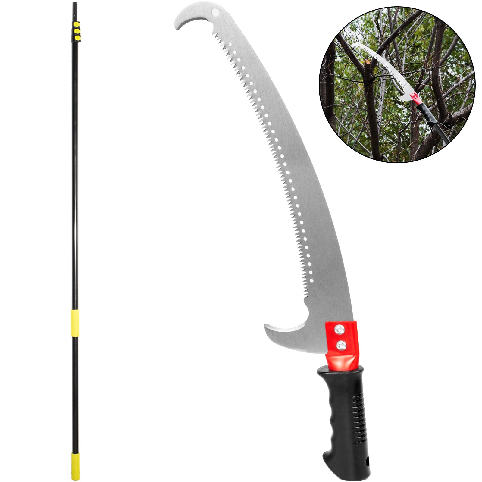 VEVOR Tree Pole Pruner 29.5 ft,  Foot Pole Saw 8.4 ft Minimum Length, 23.23 inch Mn Steel Tree Saw Tree Pole Pruner, Tree Pruner for Branch Long Reach Pole Pruning Saw for Sawing and Shearing