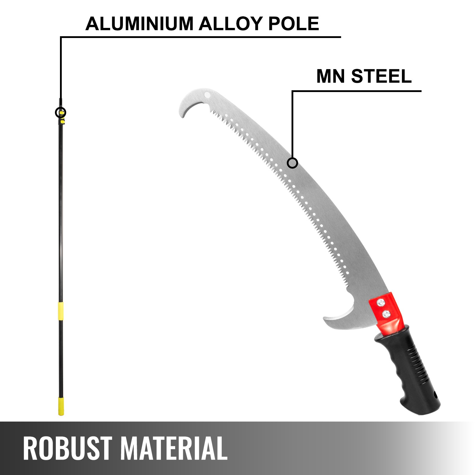 VEVOR Tree Pole Pruner 29.5 ft,  Foot Pole Saw 8.4 ft Minimum Length, 23.23 inch Mn Steel Tree Saw Tree Pole Pruner, Tree Pruner for Branch Long Reach Pole Pruning Saw for Sawing and Shearing