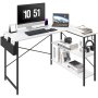 VEVOR L Shaped Computer Desk, 1200 mm （47inch）Corner Desk with Storage Shelves, Bag, Phone Slot, and Headphone Hook, Work Desk Gaming Desk for Home Office Workstation, White