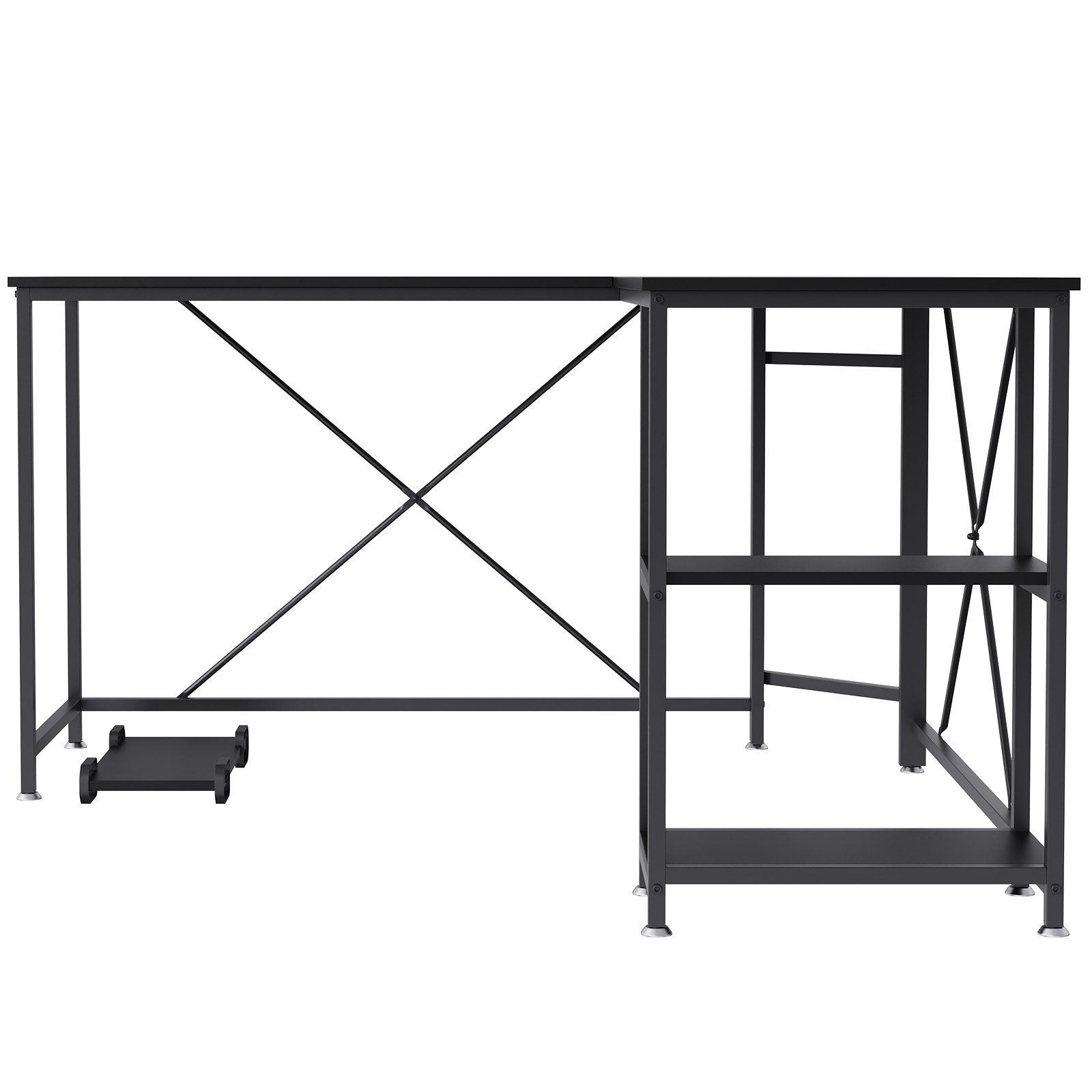 VEVOR L Shaped Computer Desk Corner Desk w/ Shelves 54in for Home Office Black