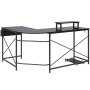 VEVOR l shaped computer desk with black metal frame, monitor stand, and footrest.
