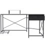 VEVOR l shaped computer desk with monitor shelf, black metal frame, and white desktop.